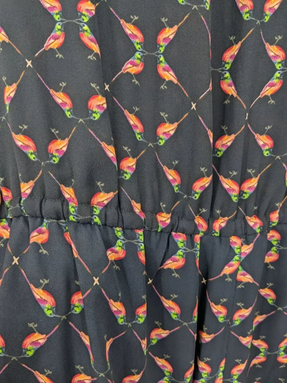 Hummingbird Print Romper 3/4 Sleeve Cottage Lightweight Resort Festival Large
